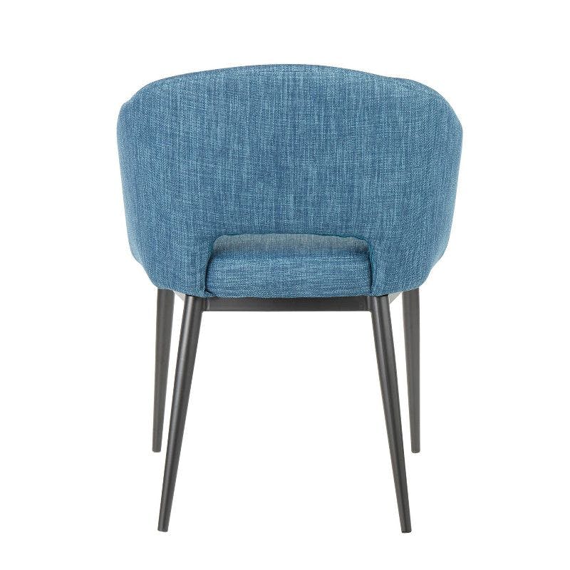 Contemporary Blue Velvet Barrel Accent Chair with Metal Legs