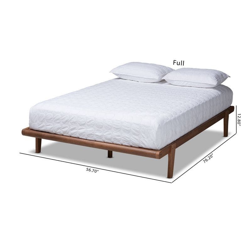 Walnut Brown Full/Double Wood Frame Platform Bed with Headboard