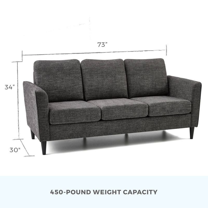 Charcoal Lawson 62.8" Faux Leather Sofa with Wood Base