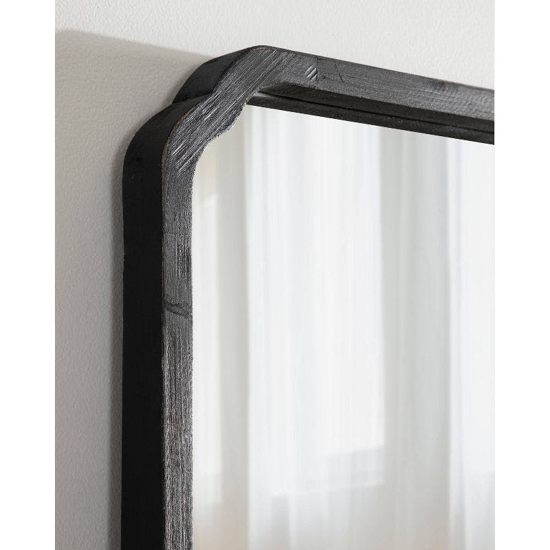 Marston Rectangular Rustic Black Wood Bathroom Vanity Mirror