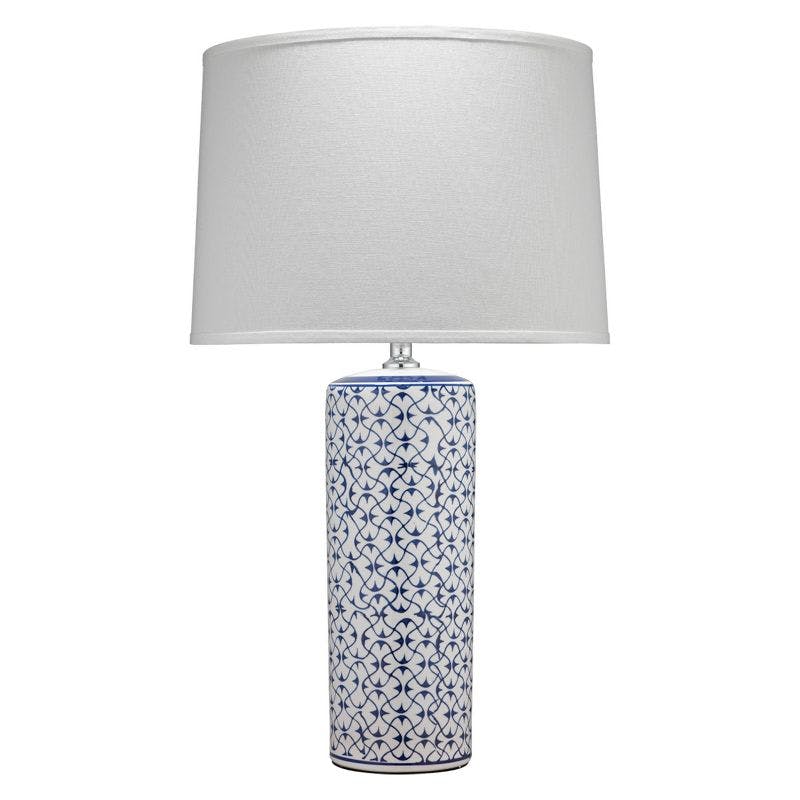 Vivian Hand-Painted Blue and White Ceramic Table Lamp with Linen Shade