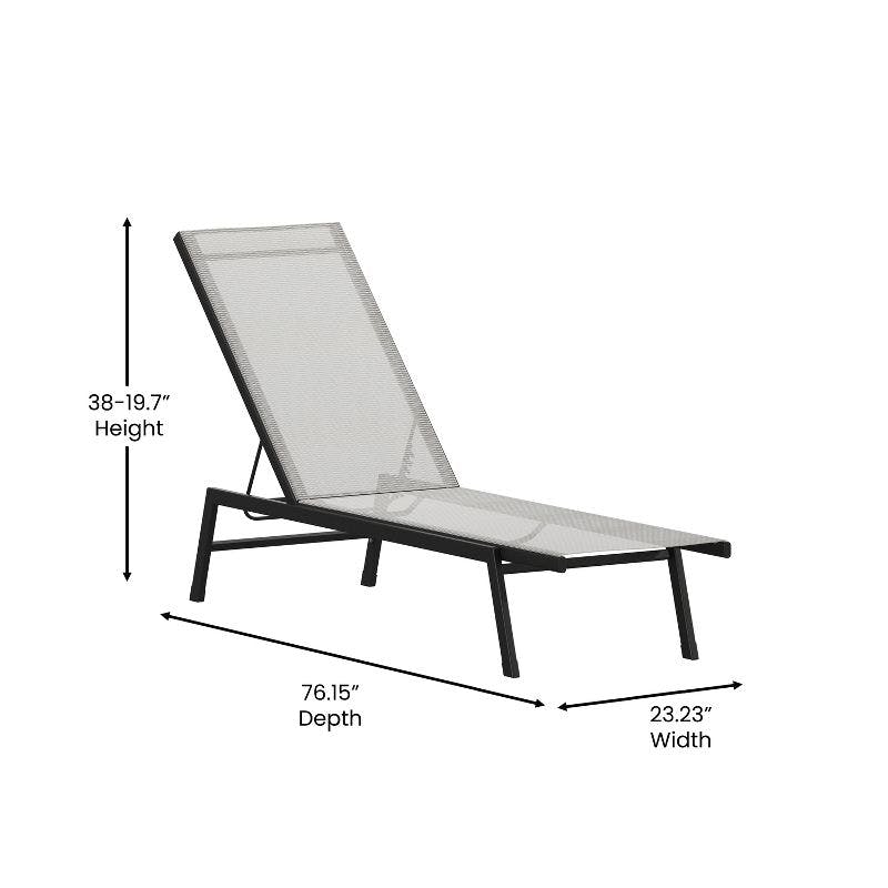 Brazos 62.5'' Adjustable Outdoor Chaise Lounge in Black/Gray