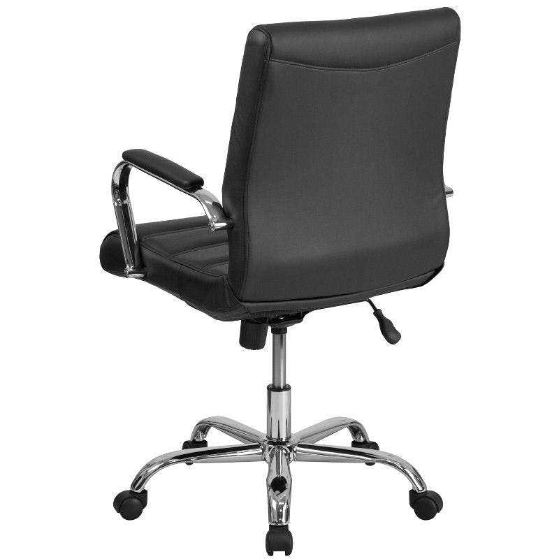 Sleek Mid-Back Black LeatherSoft Swivel Executive Office Chair
