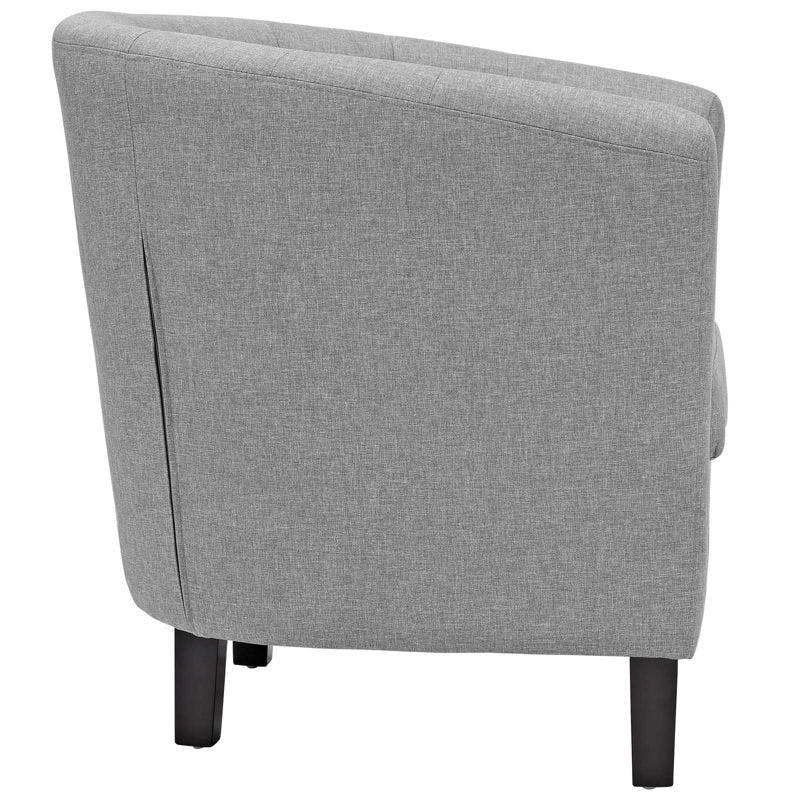 Light Gray Velvet Barrel Armchair with Espresso Wood Legs