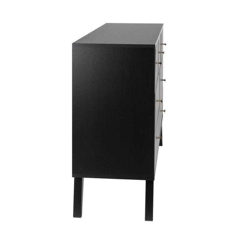 Milo Mid-Century Modern 60" Black Double Dresser with Brass Knobs