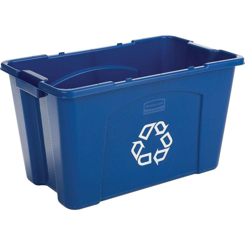Rubbermaid 18 Gallon Stacking Outdoor Recycle Bin in Blue