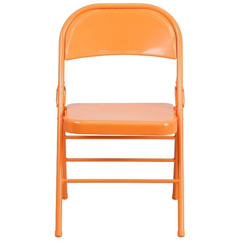 Hercules Colorburst Orange Marmalade Metal Folding Chair 4-Pack