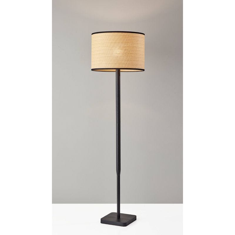 Ellis 18'' Black Wood Floor Lamp with 3-Way Edison Light