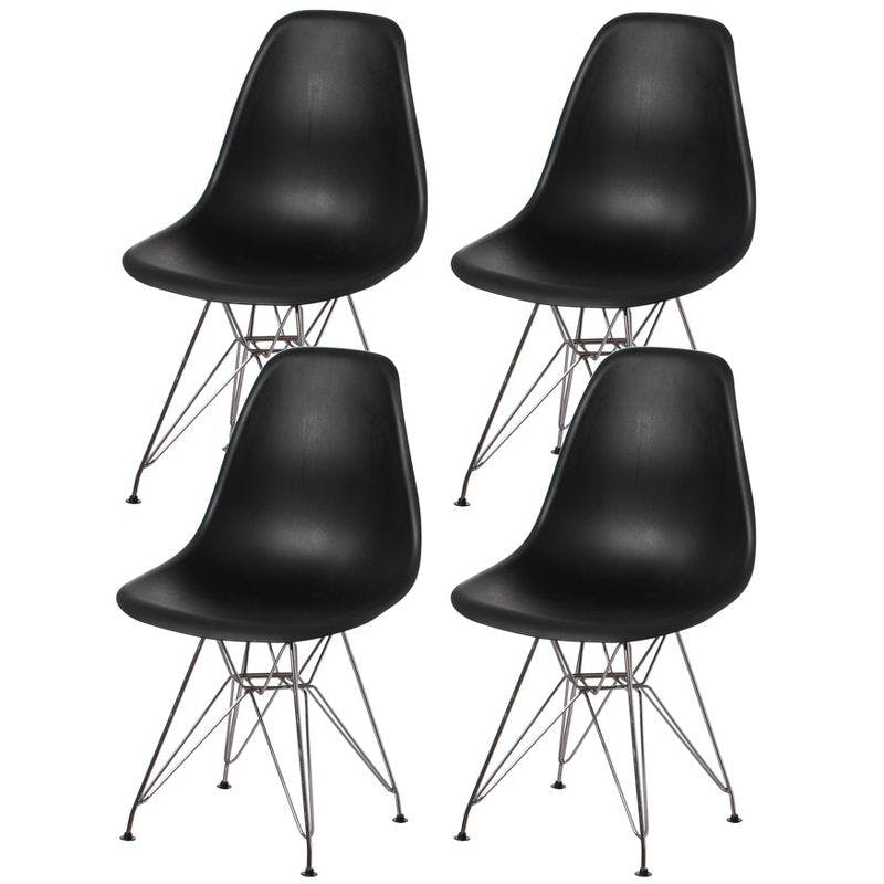 ErgoFlex Matte Black Polypropylene Mid-Century Side Chair, Set of 4