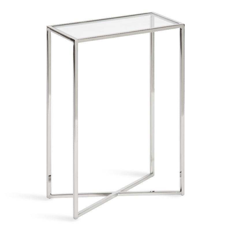 Jaspur Silver Rectangular Metal and Glass End Table
