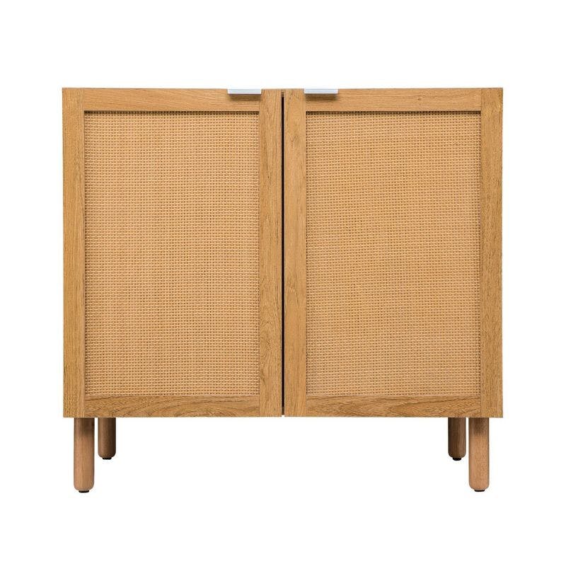 Sango Orre Contemporary Mixed Material Rattan 2-Door Cabinet, Brown