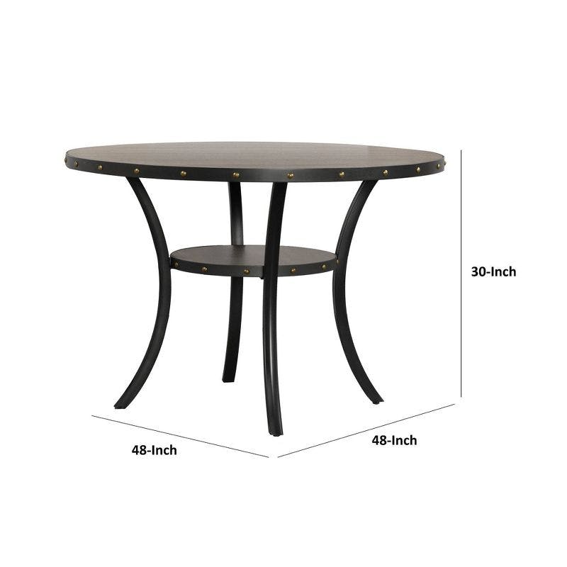Elegant 48" Gray Round Wooden Dining Table with Industrial Flared Legs