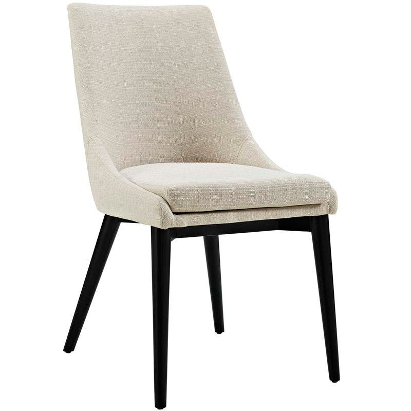 Elegant Beige Upholstered Wood Side Chair Set
