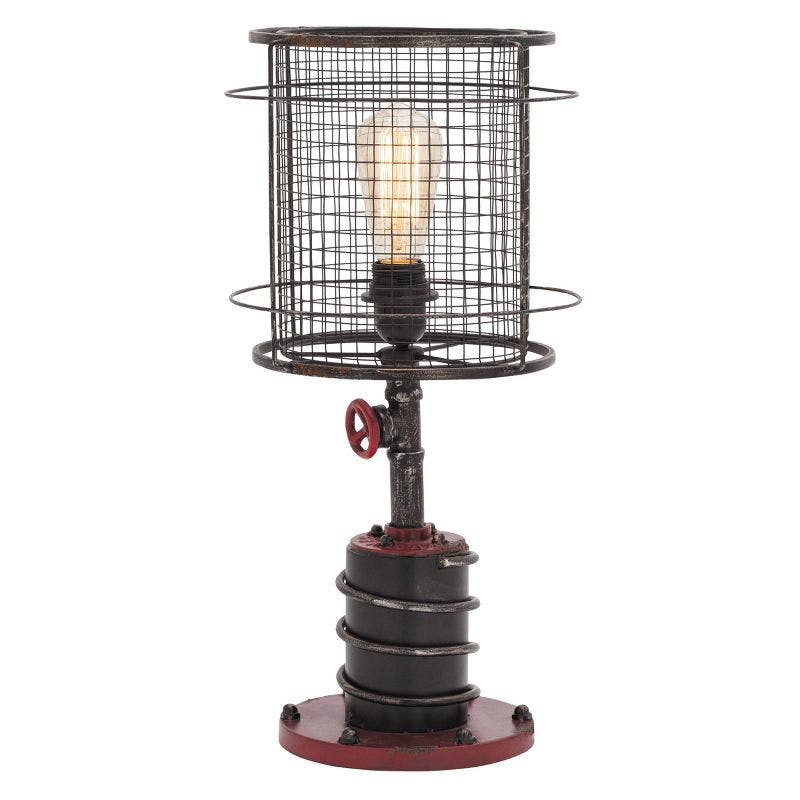 Edison 21" Industrial Black and Red Mesh Wire Table Lamp Set