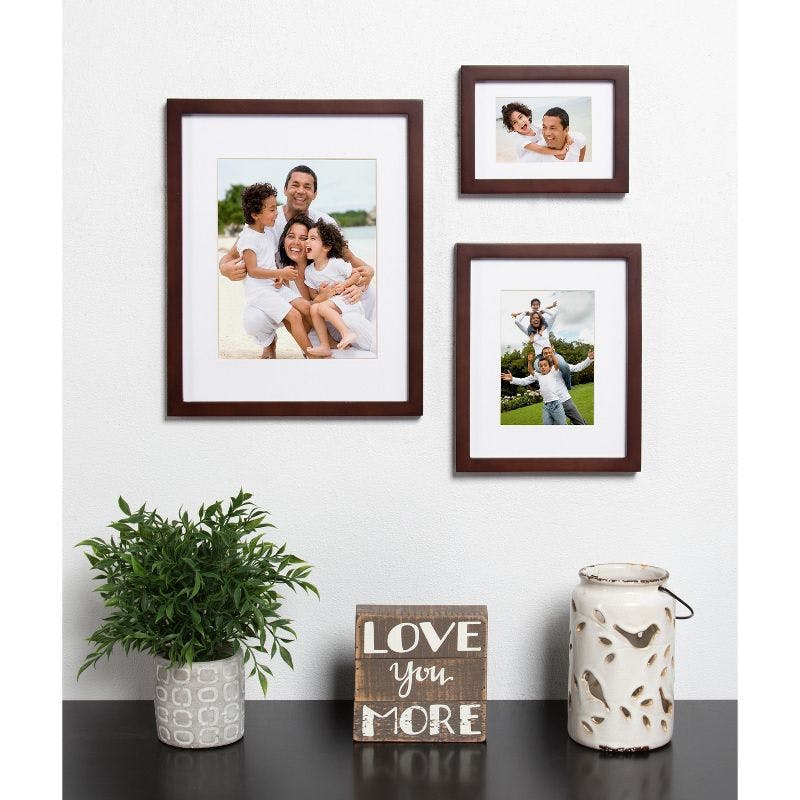 Walnut Brown 11x14 Classic Wood Picture Frame for Tabletop or Wall Display