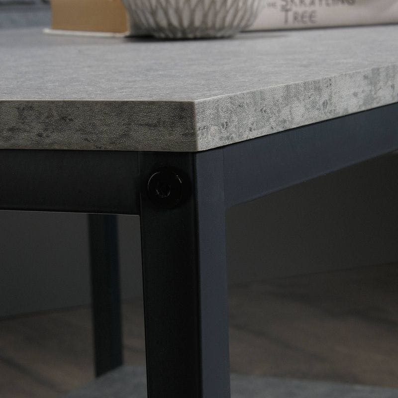 North Avenue 24'' Faux Concrete & Black Metal Rectangular Coffee Table