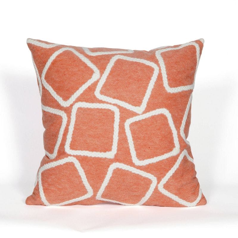 20" Square Embroidered Geometric Indoor/Outdoor Pillow