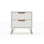 Mid-Century Modern Off-White 2-Drawer Nightstand with Metal Legs