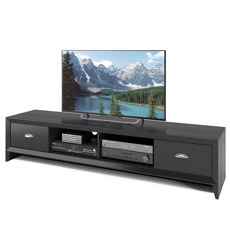 Lakewood 70'' Black Wood Grain TV Stand with Cabinet Storage