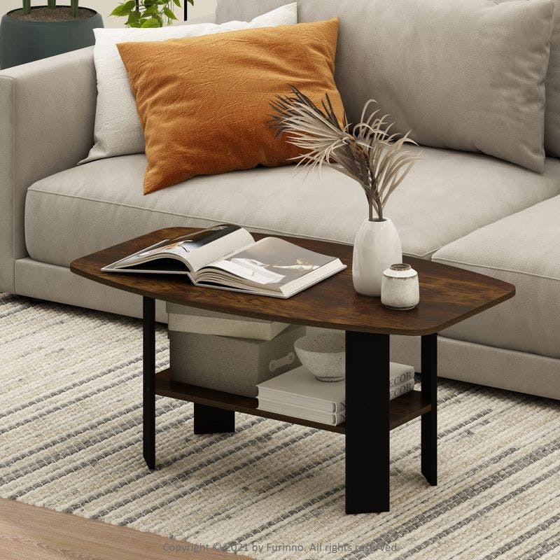 Compact Modern Amber Pine Rectangular Coffee Table