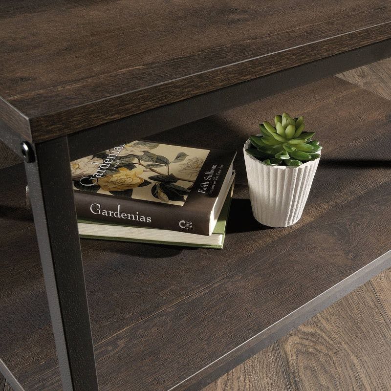 Sleek Industrial Smoke Oak Coffee Table with Metal Frame