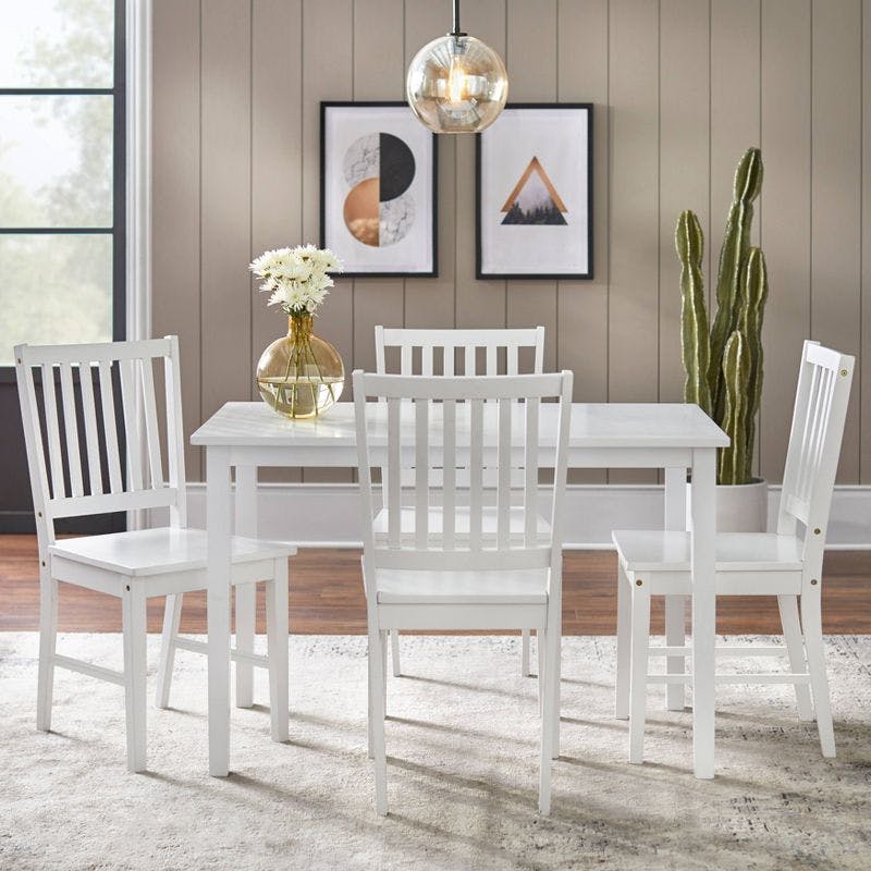 Modern Shaker Rectangular Dining Table in Glossy White
