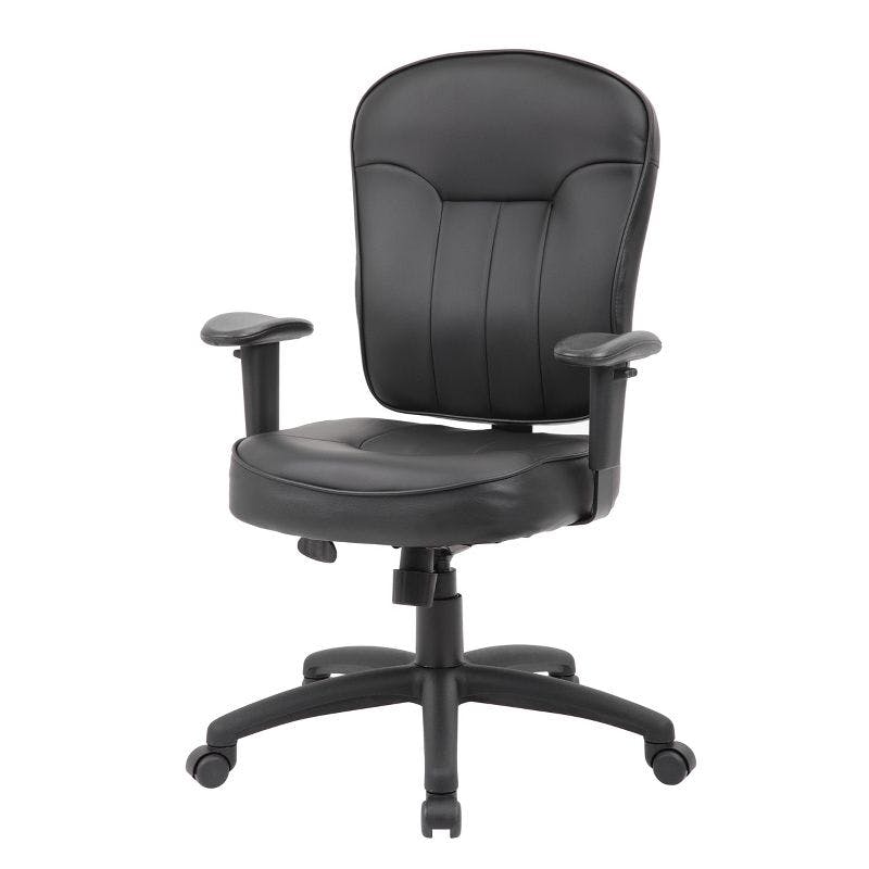 Boss 26'' Adjustable Black LeatherPlus Task Chair with Swivel