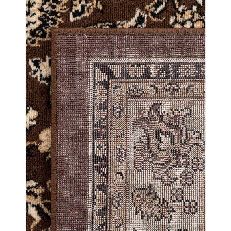 Reversible Easy-Care Rectangular Brown/Ivory Synthetic Rug