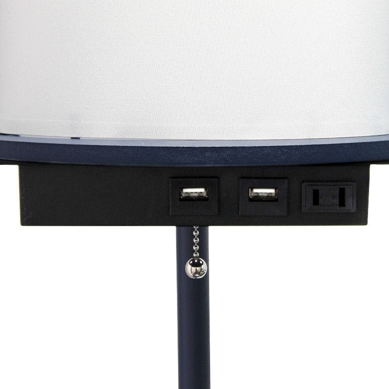 Navy Modern Shelf Etagere Floor Lamp with USB Charging Ports