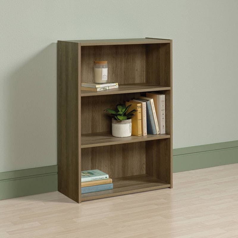 Adjustable Summer Oak 3-Shelf Wooden Bookcase