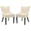 Transitional Flat Cream Leather Upholstered Side Chair with Nailhead Trim