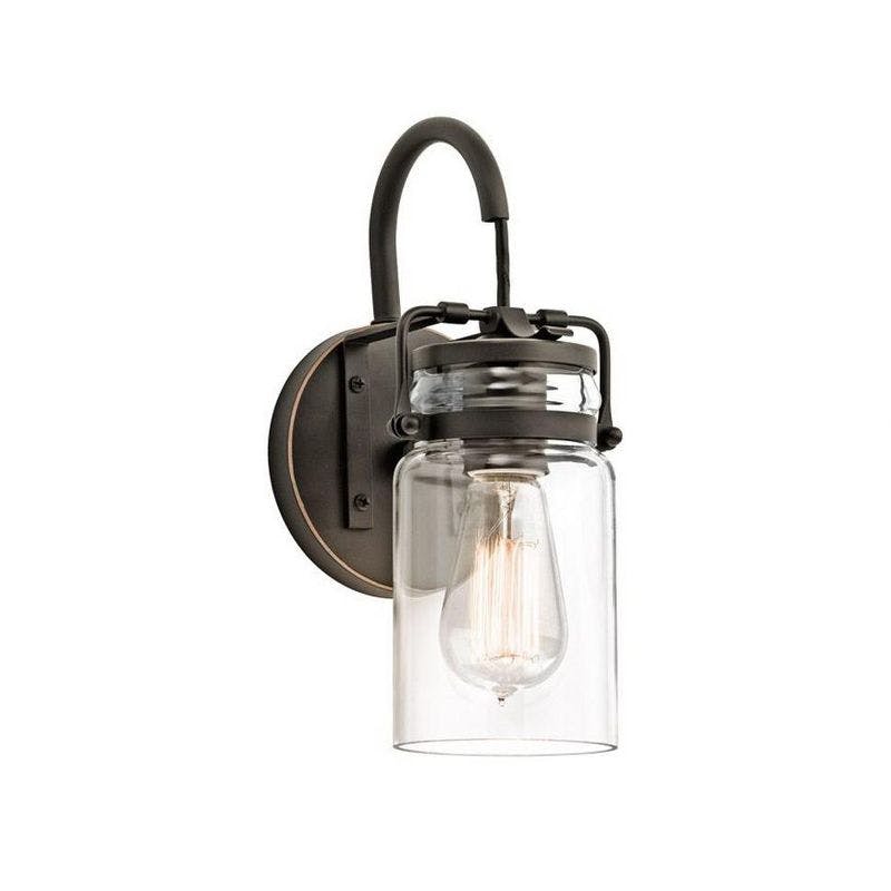 Champagne Bronze Jelly Jar 5" Wall Sconce with Clear Glass Shade