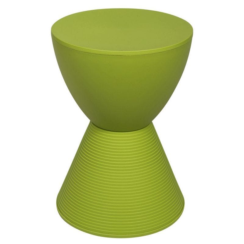 Modern Round Boyd Green Plastic Side Table with Ribbed Leg