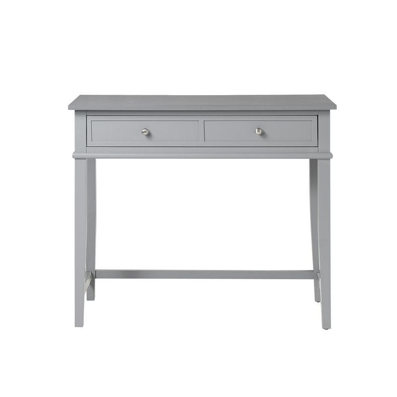 Elegant Gray Wood Writing Desk with Tapered Legs and Drawer Storage