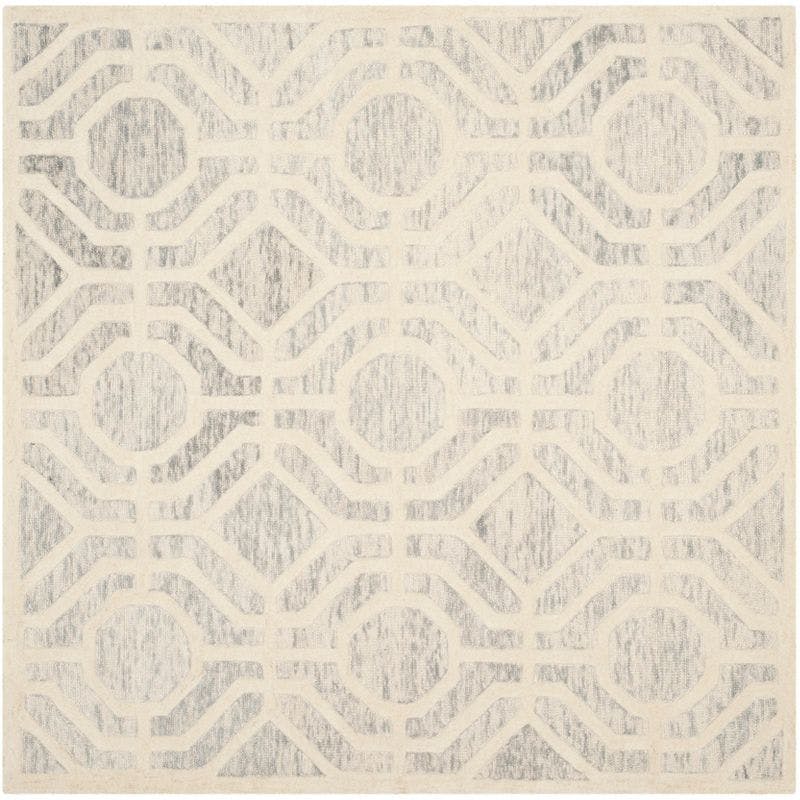 Hand-Tufted Beige Square Wool 6' Area Rug