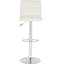 Transitional Swivel Adjustable Bar Stool in Chrome & White Leather