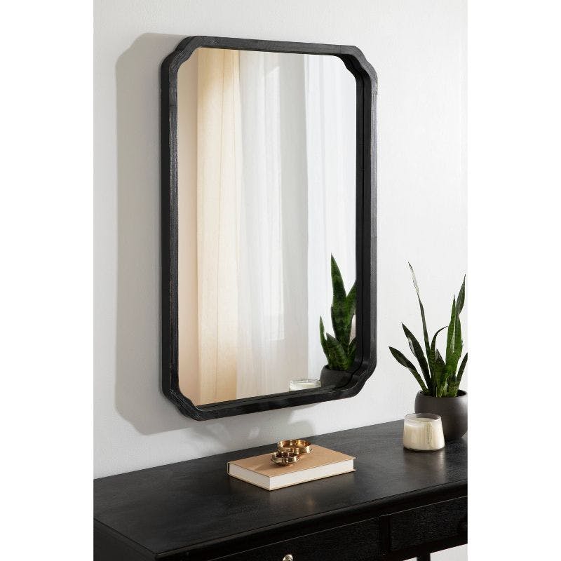 Marston Rectangular Rustic Black Wood Bathroom Vanity Mirror
