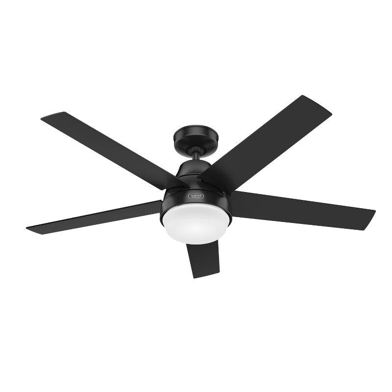 52" Matte Black Aerodyne Smart Ceiling Fan with LED Light and Remote