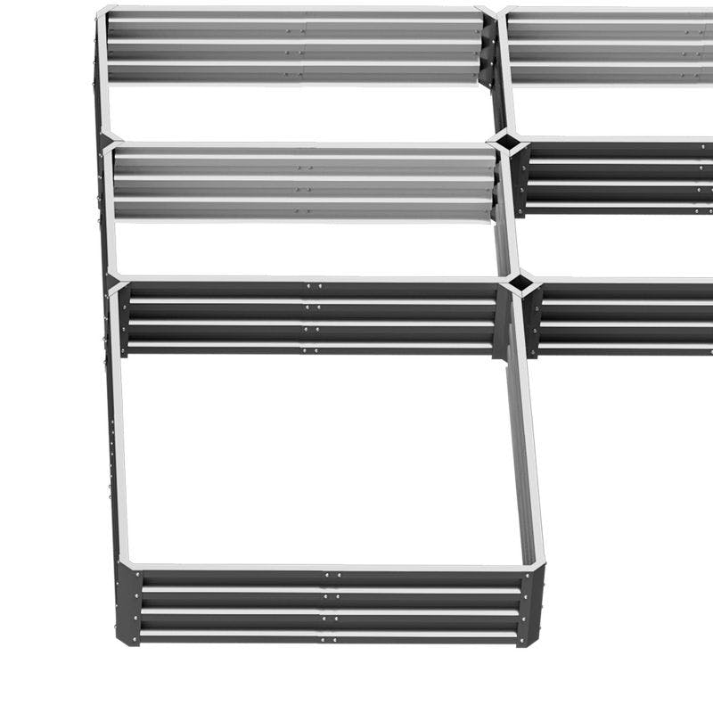 Outsunny 8'x8' Gray Steel Modular Raised Garden Bed Set