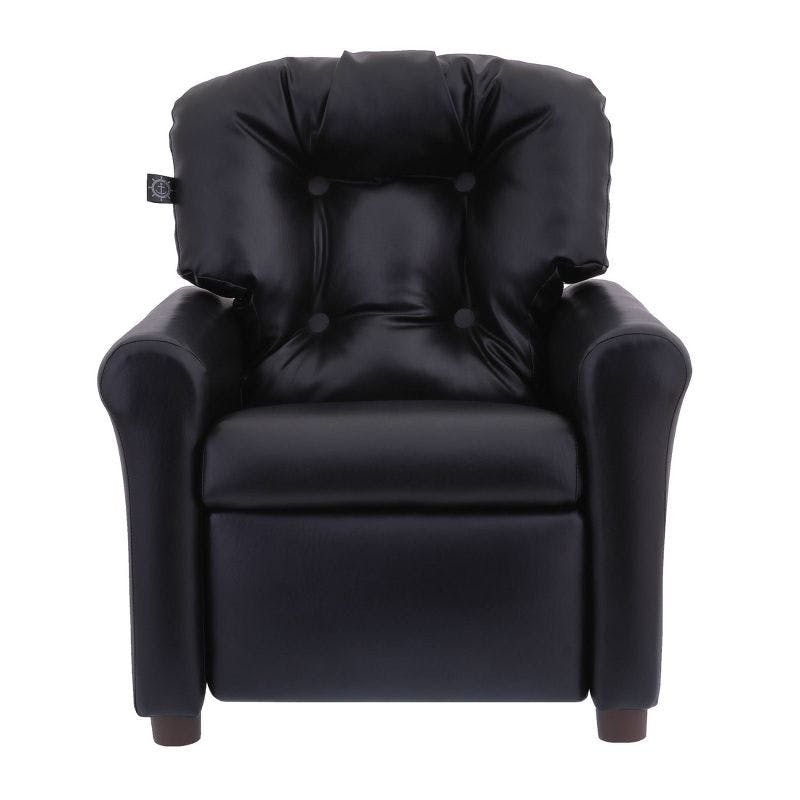 Eco-Friendly Traditional Black Faux Leather Kids' Recliner