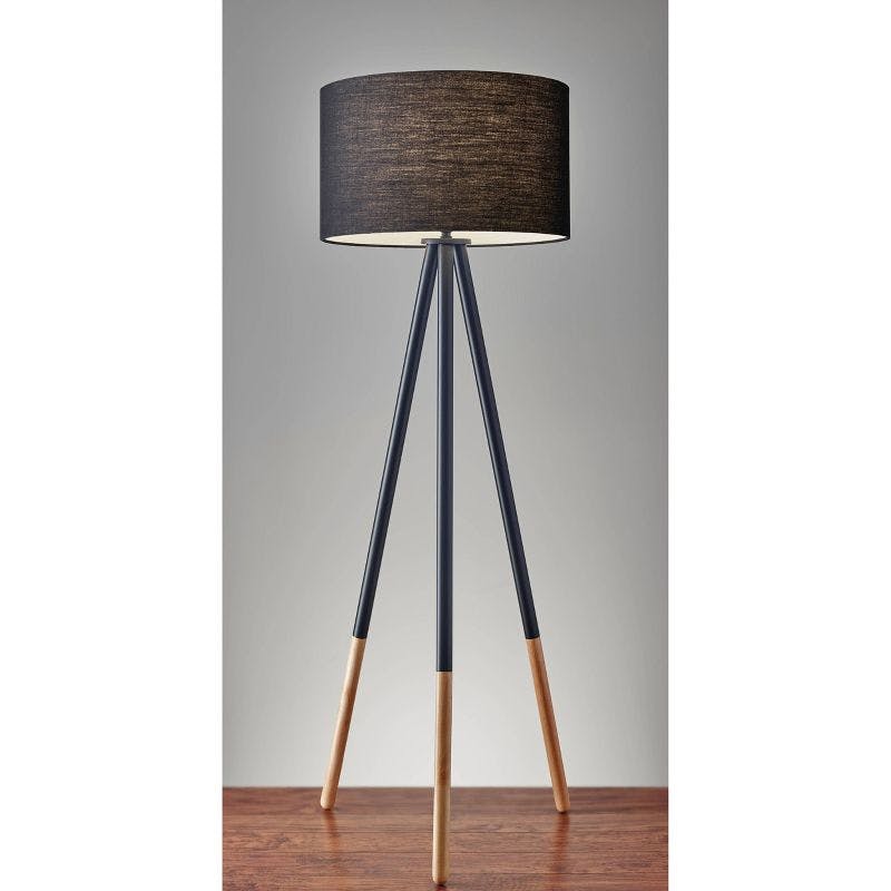 Louise 60.25" Black Tripod Floor Lamp with Fabric Shade