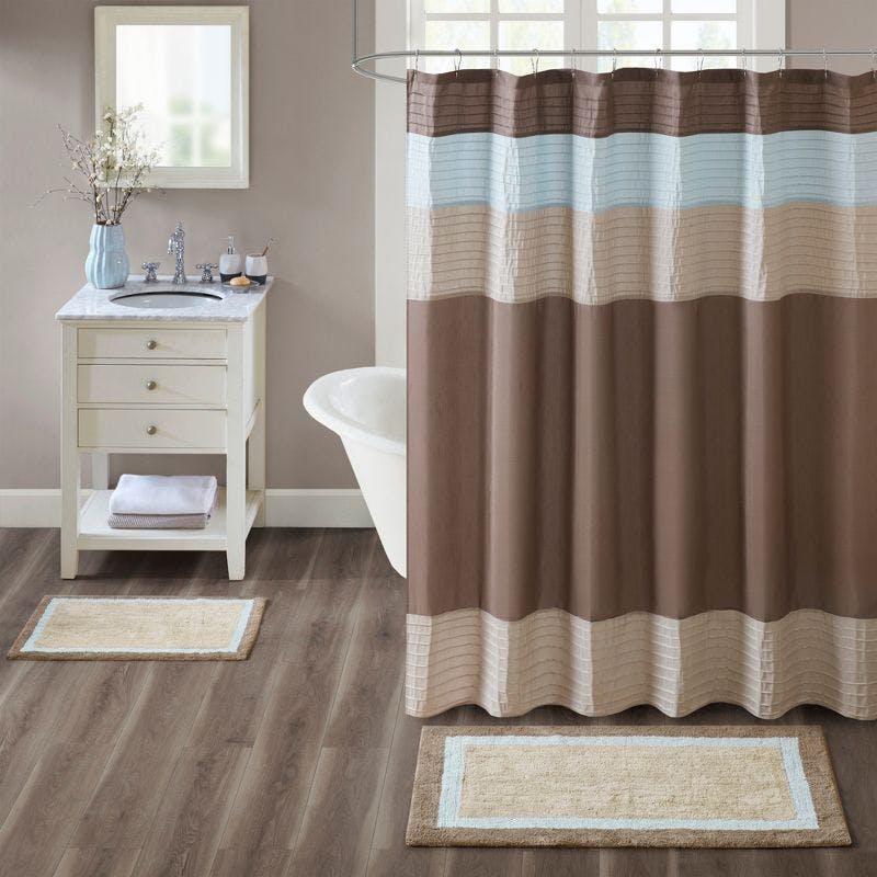 Amherst Brown and Blue Cotton Tufted Bath Rug 20x30