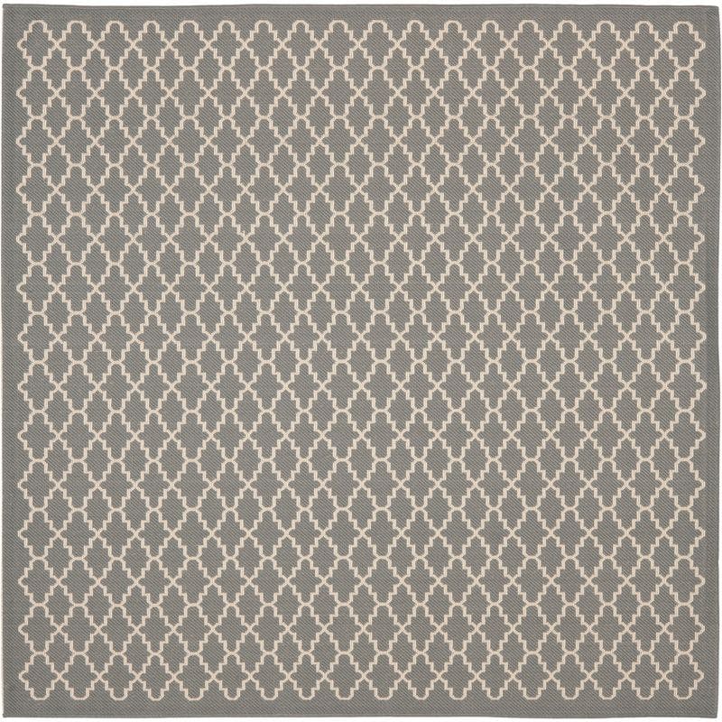 Anthracite & Beige Synthetic 5'3" Square Indoor/Outdoor Rug