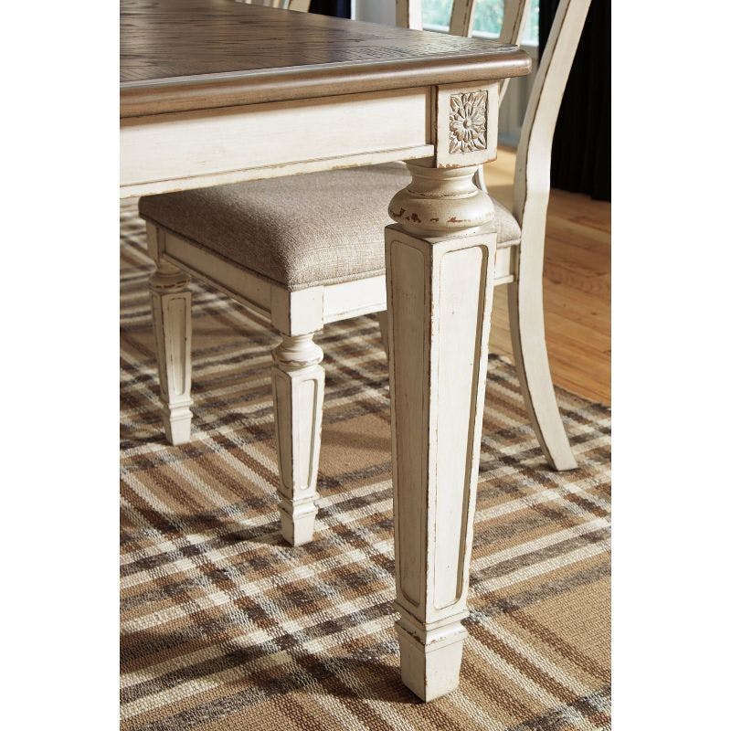 Chipped White & Distressed Wood Extendable Dining Table