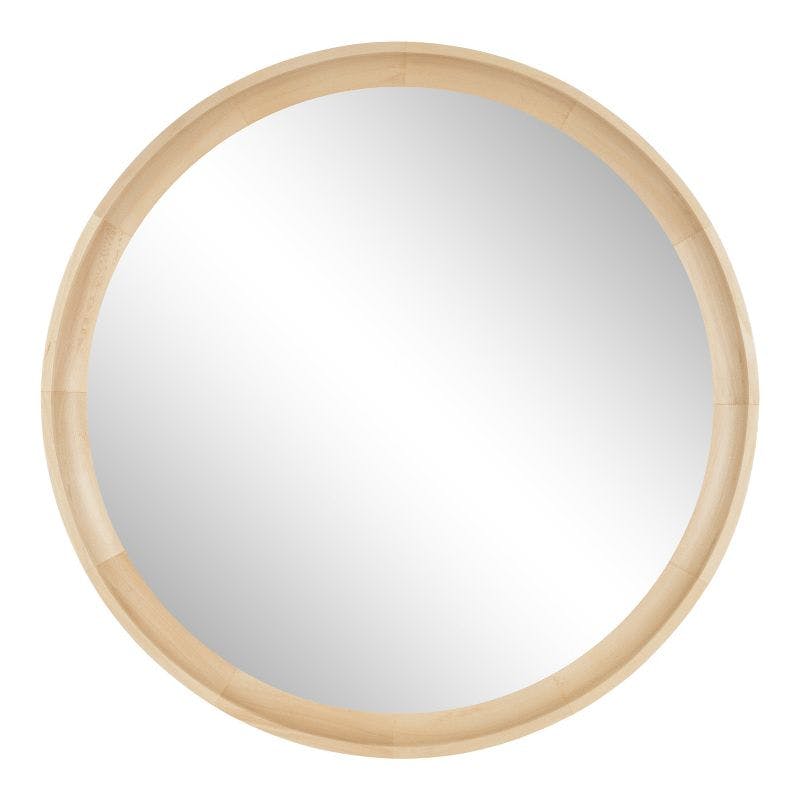 Hatherleigh 24" Natural Wood Round Bathroom Vanity Mirror