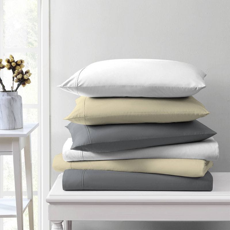 Aireolux Supreme Egyptian Cotton Sateen Standard Pillowcase Set, White