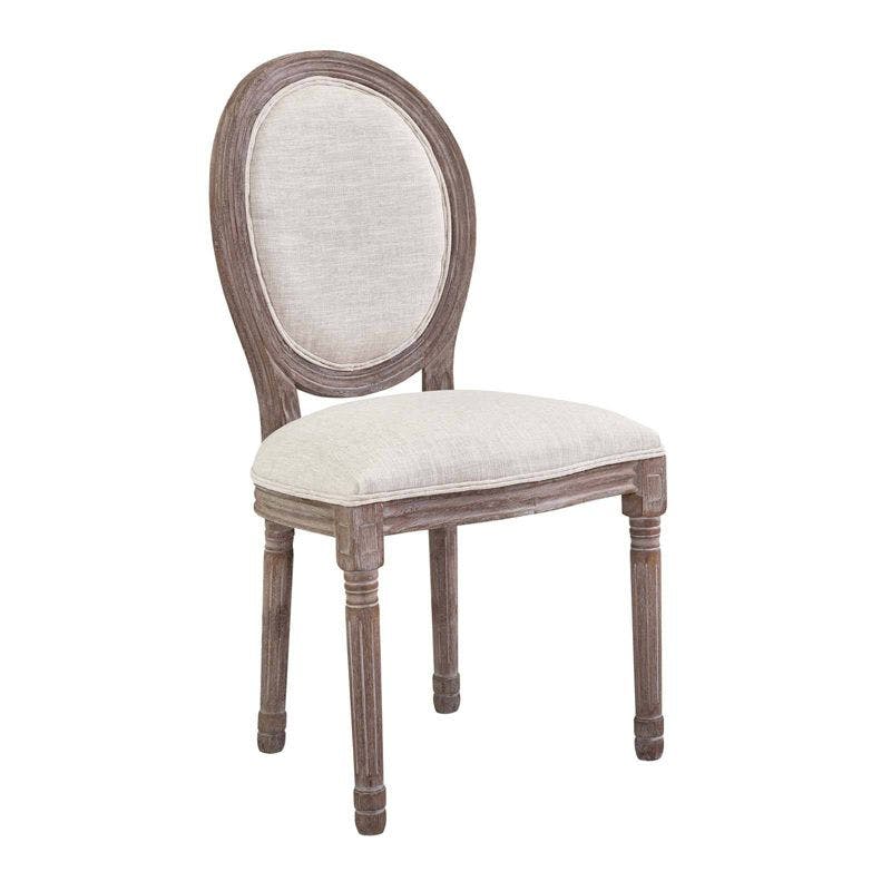 Emanate Vintage French Beige Upholstered Wood Side Chair