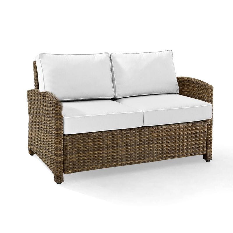Bradenton Weathered Brown and White Wicker Outdoor Loveseat