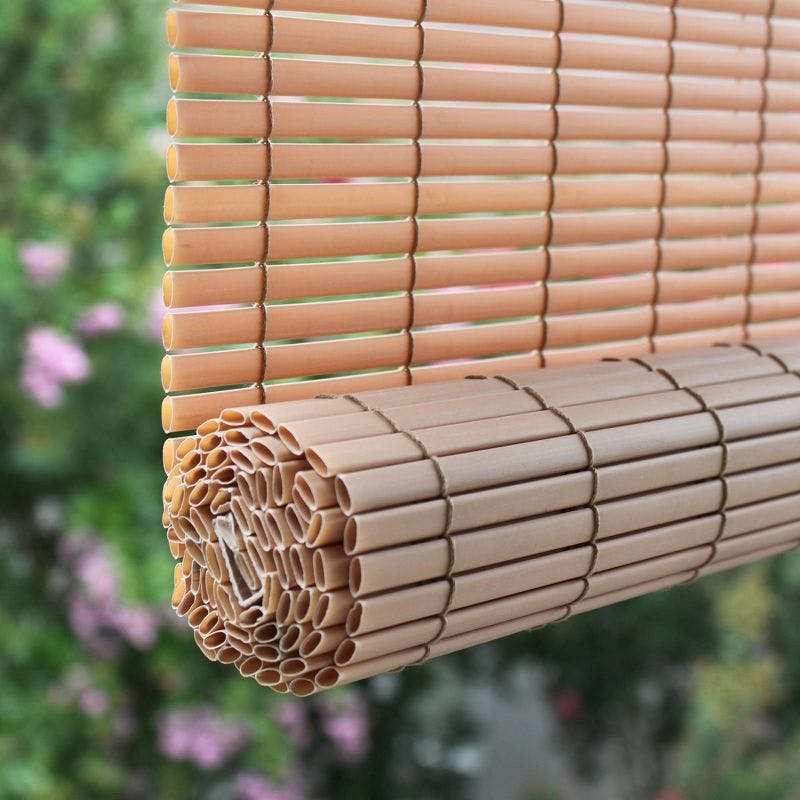 Cord-Free Bamboo Fabric Outdoor Roll-Up Shade - 60" x 72"