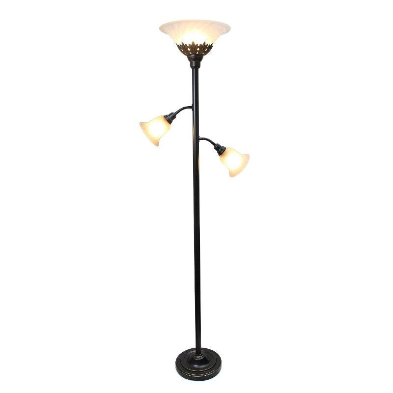 Elegant Bronze Torchiere 71'' Floor Lamp with Adjustable Reading Lights